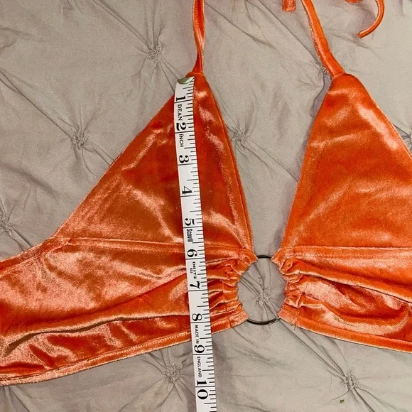 Velour Bright Orange Halter Top - Picture 7 of 8